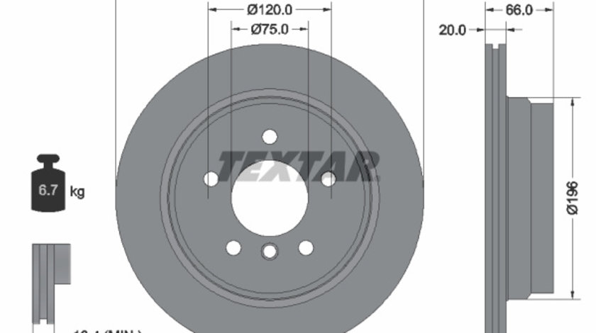 Disc frana puntea spate (92154903 TEXTAR) BMW,BMW (BRILLIANCE),ZINORO