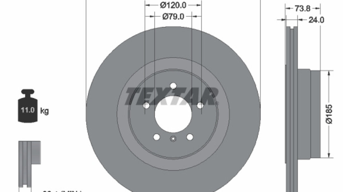 Disc frana puntea spate (92155203 TEXTAR) BMW