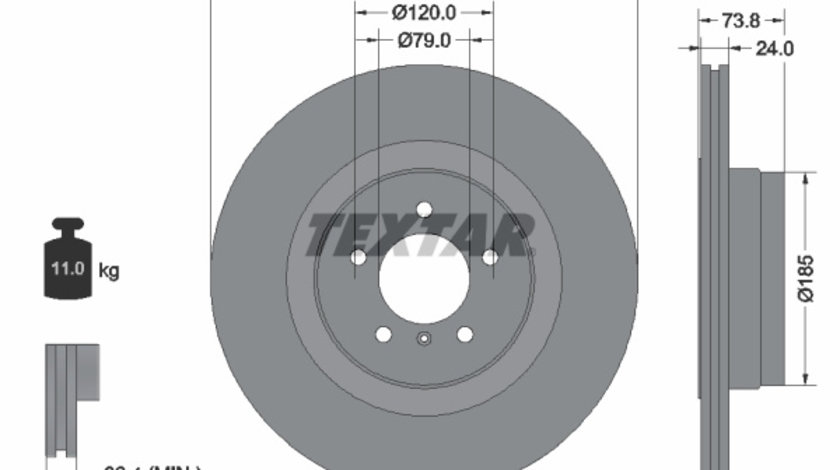 Disc frana puntea spate (92155203 TEXTAR) BMW