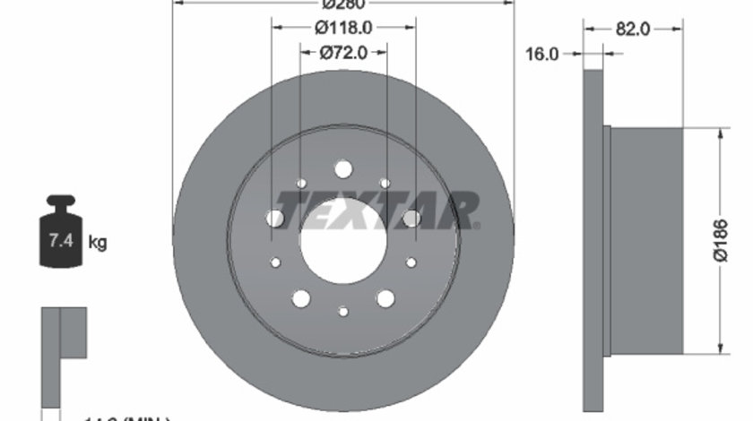 Disc frana puntea spate (92157403 TEXTAR) Citroen,FIAT,OPEL,PEUGEOT,VAUXHALL