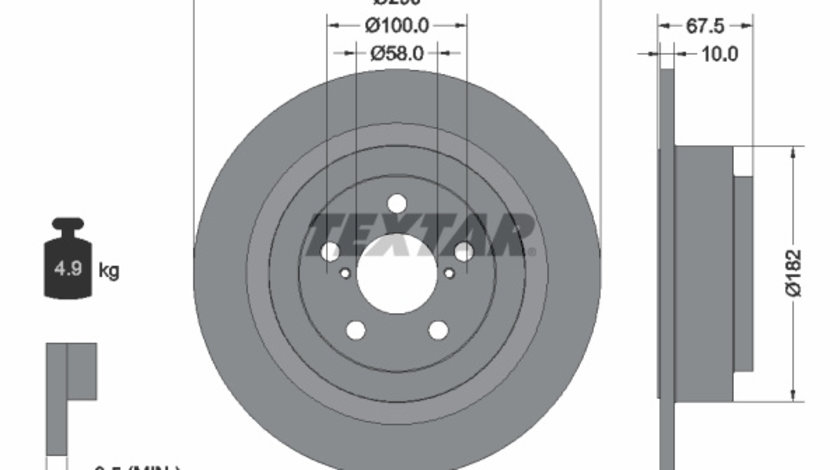 Disc frana puntea spate (92158800 TEXTAR) SUBARU