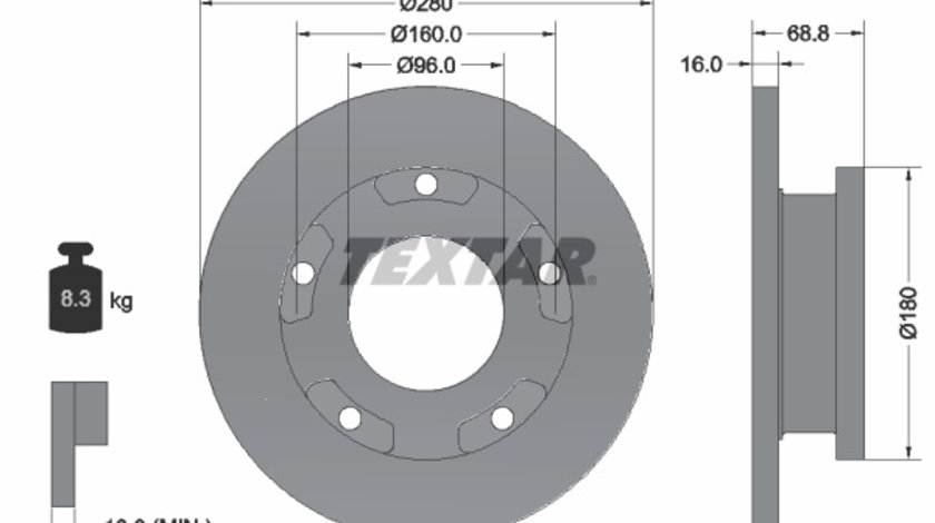 Disc frana puntea spate (92159100 TEXTAR) FORD,FORD AUSTRALIA