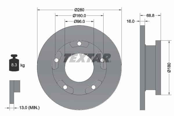 Disc frana puntea spate (92159103 TEXTAR) FORD,FORD AUSTRALIA