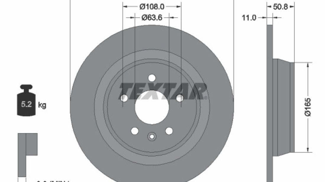 Disc frana puntea spate (92159300 TEXTAR) FORD,FORD (CHANGAN),FORD AUSTRALIA,LAND ROVER,LAND ROVER (CHERY)