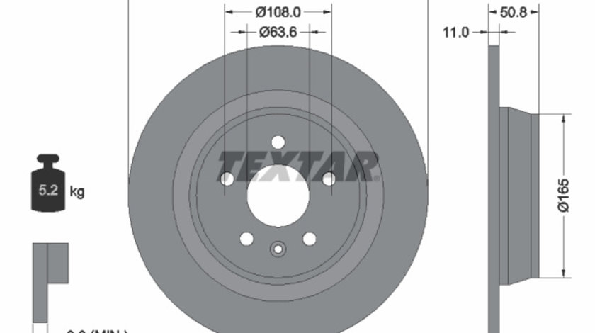 Disc frana puntea spate (92159300 TEXTAR) FORD,FORD (CHANGAN),FORD AUSTRALIA,LAND ROVER,LAND ROVER (CHERY)