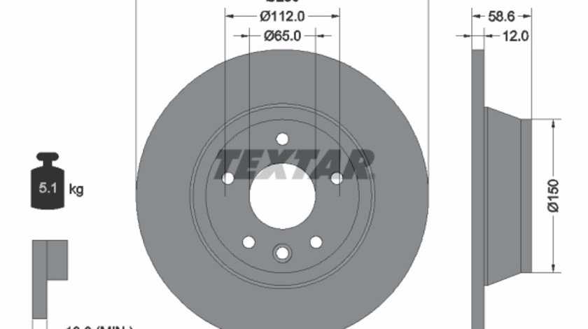 Disc frana puntea spate (92159403 TEXTAR) AUDI