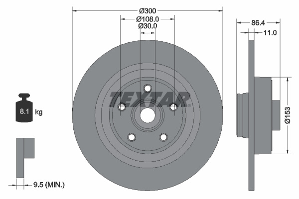 Disc frana puntea spate (92159803 TEXTAR) RENAULT