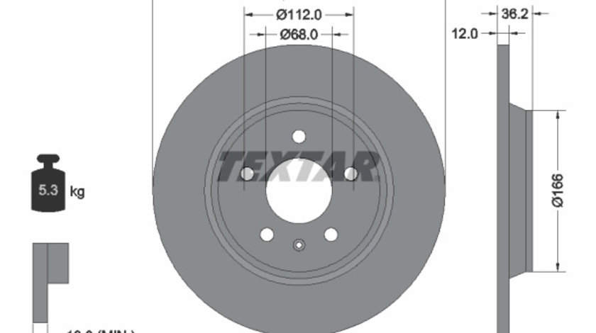 Disc frana puntea spate (92160103 TEXTAR) AUDI,AUDI (FAW),VW (SVW)