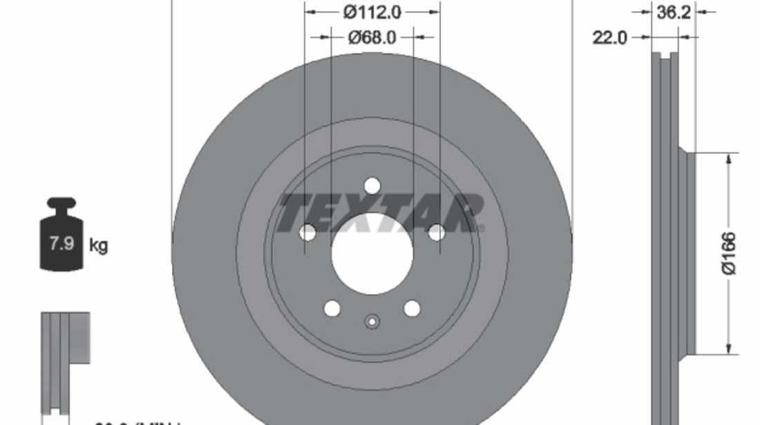 Disc frana puntea spate (92160303 TEXTAR) AUDI