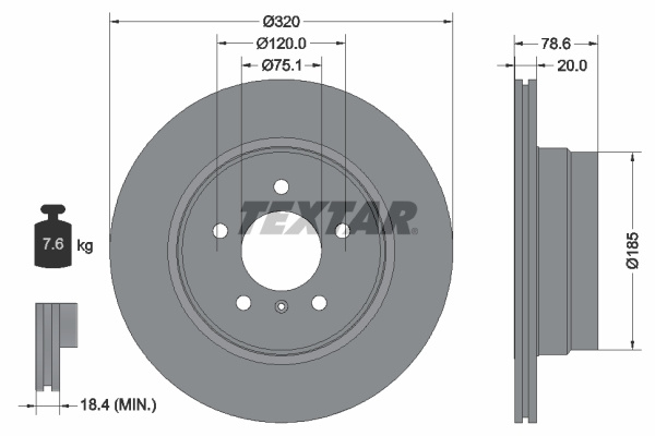 Disc frana puntea spate (92161103 TEXTAR) BMW