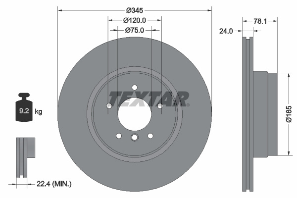 Disc frana puntea spate (92161205 TEXTAR) BMW