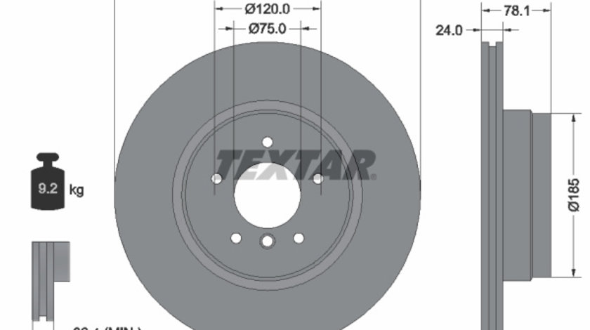 Disc frana puntea spate (92161205 TEXTAR) BMW