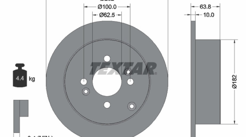 Disc frana puntea spate (92161303 TEXTAR) DODGE,HYUNDAI,HYUNDAI (BEIJING),KIA,KIA (DYK)