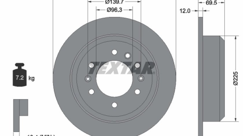 Disc frana puntea spate (92161800 TEXTAR) KIA