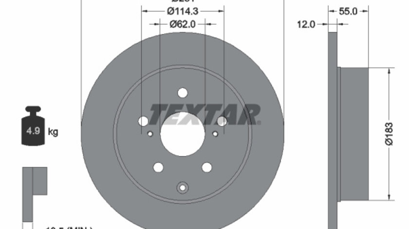 Disc frana puntea spate (92162103 TEXTAR) LANDWIND (JMC),LEXUS,TOYOTA,TOYOTA (FAW)