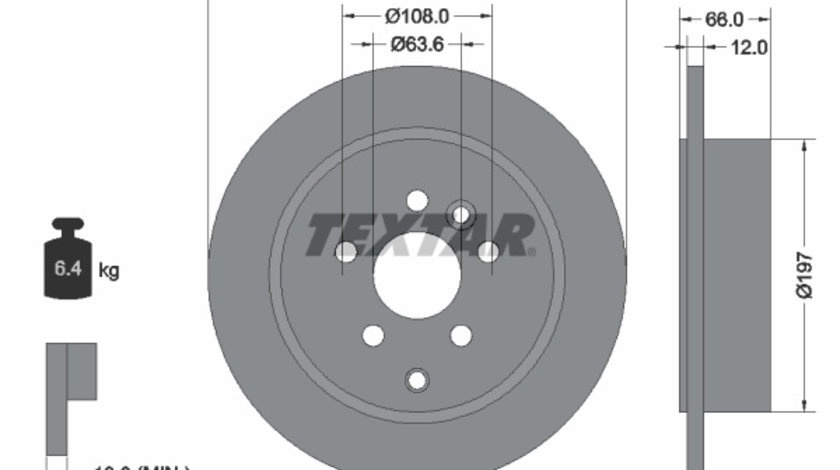 Disc frana puntea spate (92162700 TEXTAR) LAND ROVER