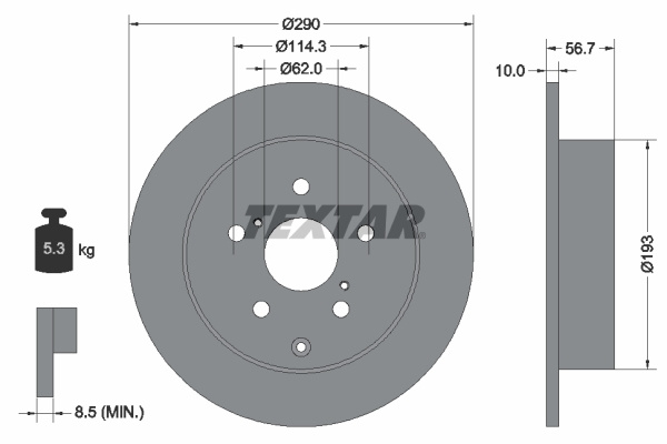 Disc frana puntea spate (92164800 TEXTAR) TOYOTA