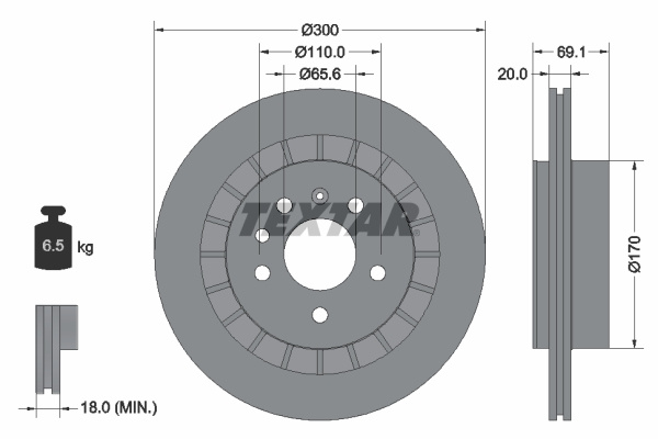Disc frana puntea spate (92164900 TEXTAR) BAIC,BAIC BJEV,SAAB