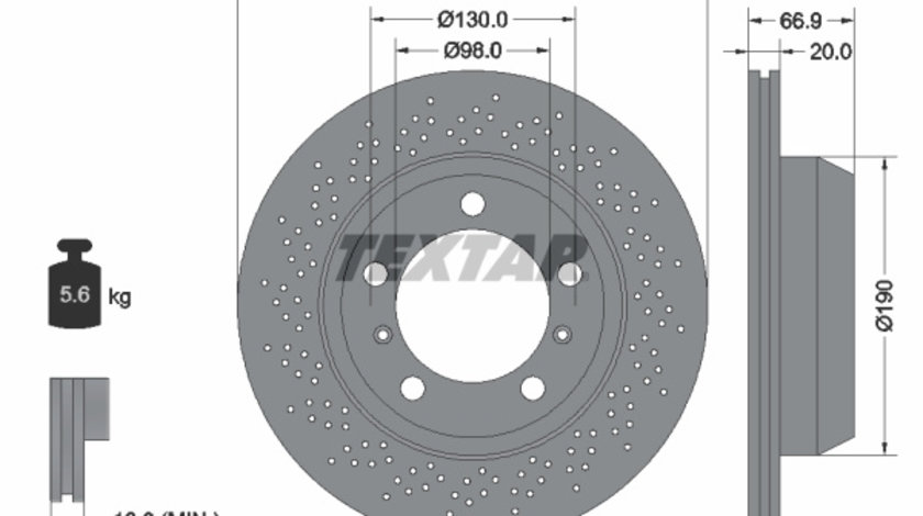 Disc frana puntea spate (92165303 TEXTAR) PORSCHE