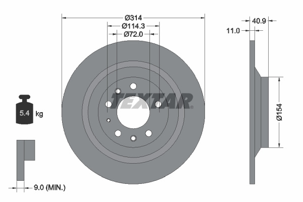 Disc frana puntea spate (92166400 TEXTAR) MAZDA