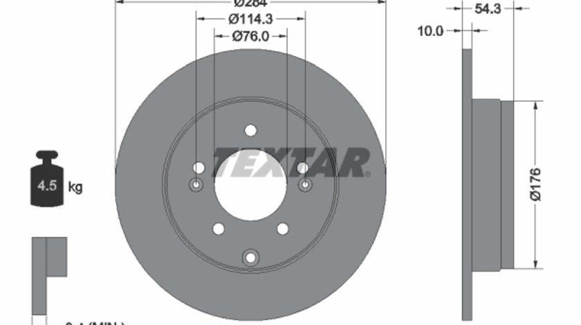 Disc frana puntea spate (92166600 TEXTAR) HYUNDAI,HYUNDAI (BEIJING),KIA,KIA (DYK)