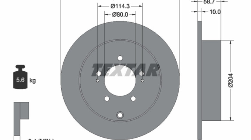 Disc frana puntea spate (92167003 TEXTAR) Citroen,MITSUBISHI,MITSUBISHI (BBDC),MITSUBISHI (BJC),PEUGEOT