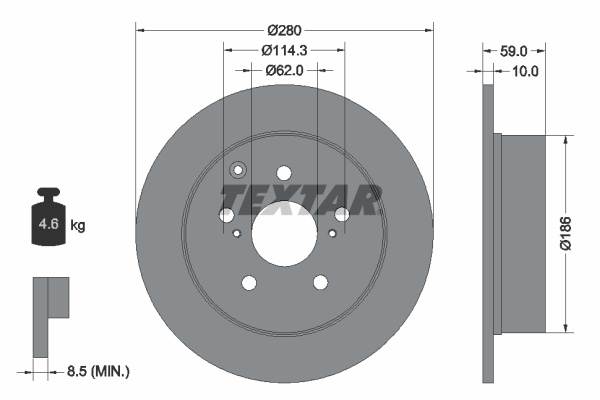 Disc frana puntea spate (92168103 TEXTAR) TOYOTA