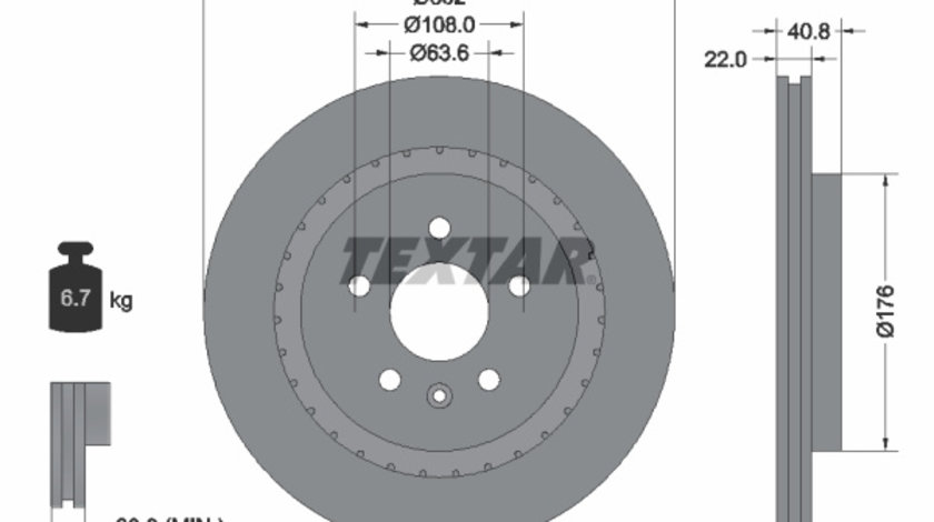 Disc frana puntea spate (92168300 TEXTAR) VOLVO,VOLVO (CHANGAN),VOLVO ASIA