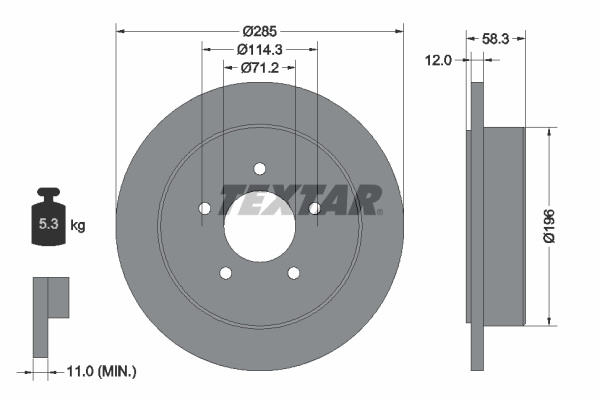 Disc frana puntea spate (92169100 TEXTAR) FORD AUSTRALIA,FORD USA,MAZDA