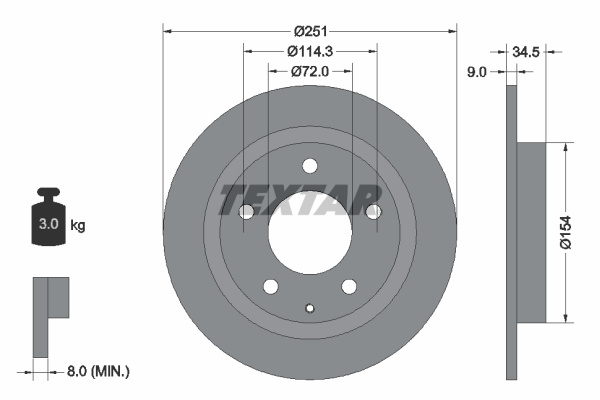 Disc frana puntea spate (92169300 TEXTAR) MAZDA