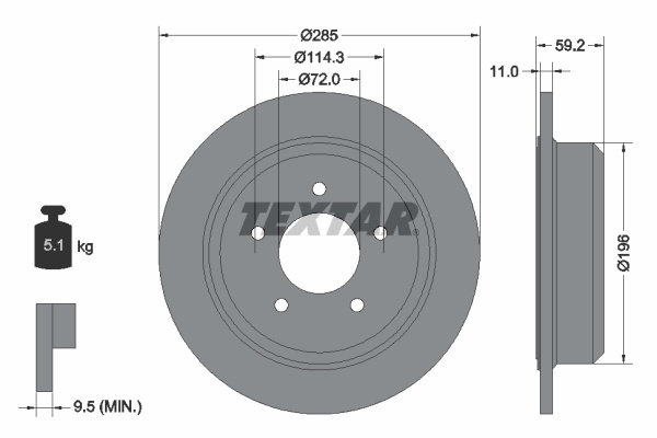 Disc frana puntea spate (92169403 TEXTAR) JEEP