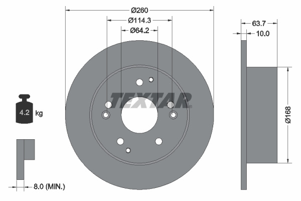 Disc frana puntea spate (92169703 TEXTAR) HONDA