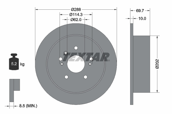 Disc frana puntea spate (92171603 TEXTAR) LEXUS,TOYOTA