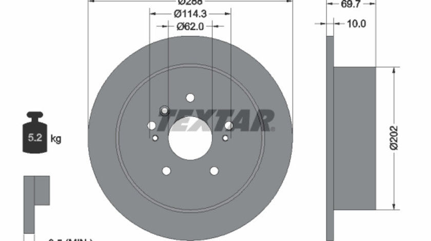 Disc frana puntea spate (92171603 TEXTAR) LEXUS,TOYOTA