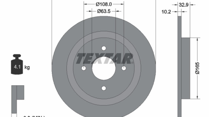 Disc frana puntea spate (92172403 TEXTAR) FORD,FORD AUSTRALIA