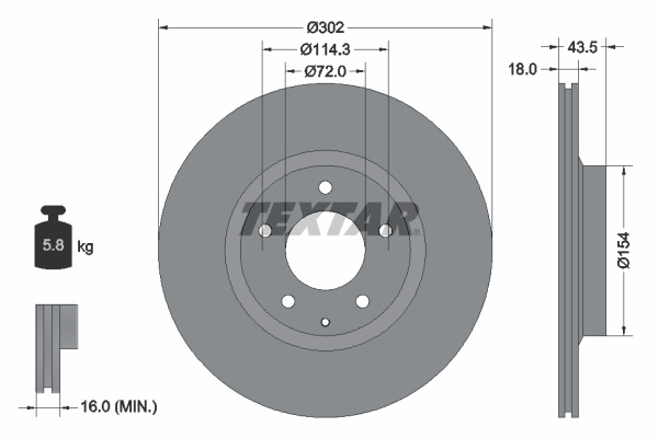 Disc frana puntea spate (92174503 TEXTAR) MAZDA
