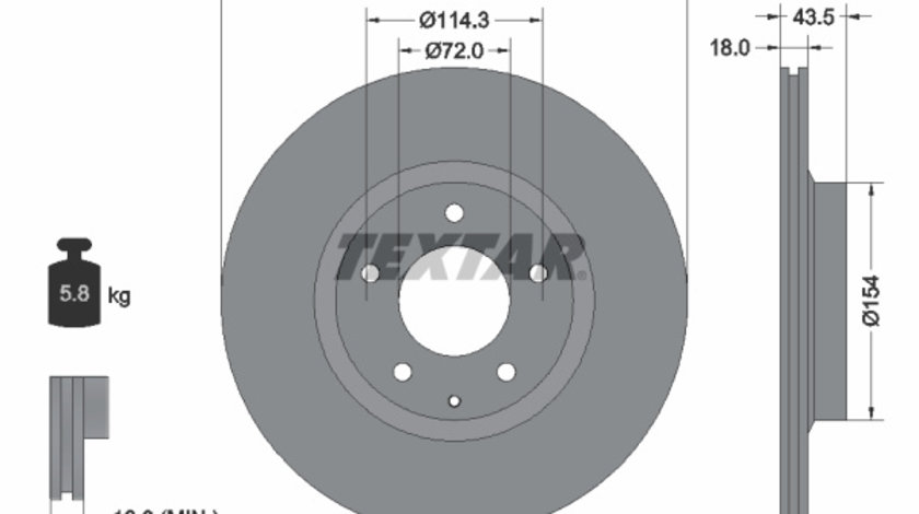 Disc frana puntea spate (92174503 TEXTAR) MAZDA