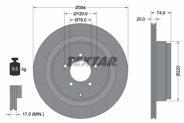 Disc frana puntea spate (92175503 TEXTAR) LAND ROVER