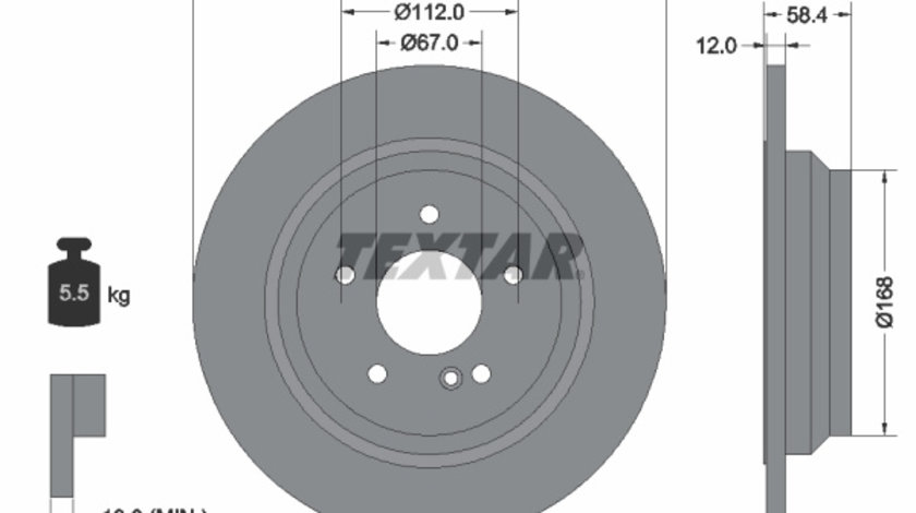 Disc frana puntea spate (92176503 TEXTAR) MERCEDES-BENZ