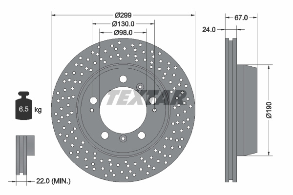 Disc frana puntea spate (92176705 TEXTAR) PORSCHE