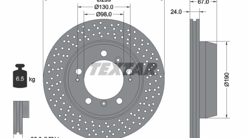 Disc frana puntea spate (92176705 TEXTAR) PORSCHE