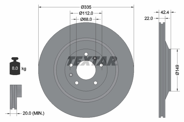 Disc frana puntea spate (92177005 TEXTAR) AUDI,BENTLEY,VW