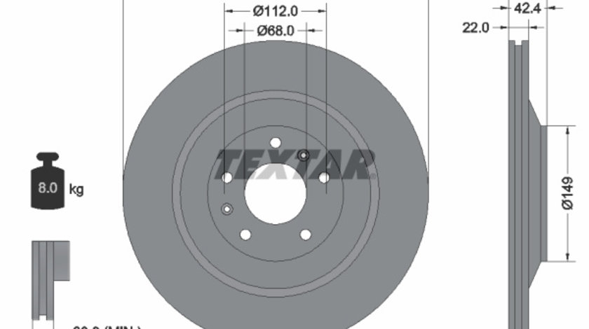 Disc frana puntea spate (92177005 TEXTAR) AUDI,BENTLEY,VW