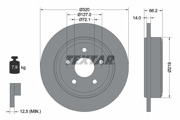 Disc frana puntea spate (92177403 TEXTAR) JEEP