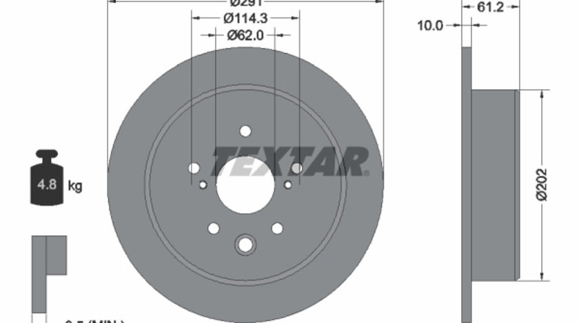 Disc frana puntea spate (92179803 TEXTAR) LEXUS,TOYOTA,TOYOTA (FAW)