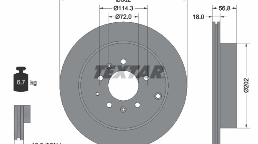 Disc frana puntea spate (92180903 TEXTAR) MAZDA,MAZDA (FAW)