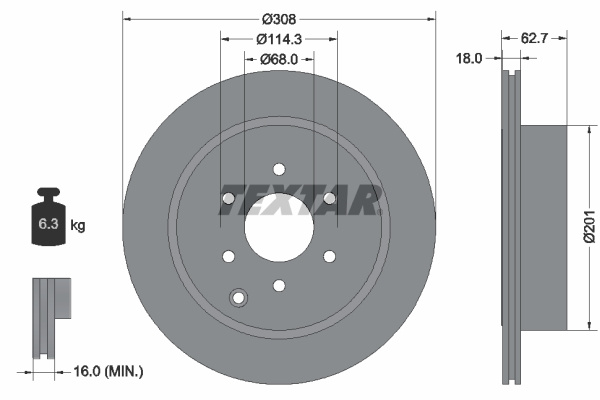 Disc frana puntea spate (92181603 TEXTAR) NISSAN