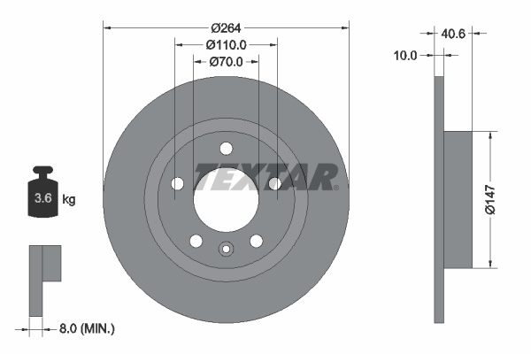 Disc frana puntea spate (92186403 TEXTAR) OPEL,VAUXHALL