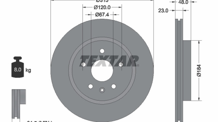 Disc frana puntea spate (92187303 TEXTAR) BUICK,BUICK (SGM),CADILLAC,CADILLAC (SGM),CHEVROLET,CHEVROLET (SGM),HOLDEN,OPEL,ROEWE (SAIC),SAAB,VAUXHALL