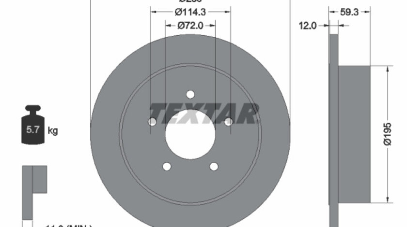 Disc frana puntea spate (92194003 TEXTAR) JEEP